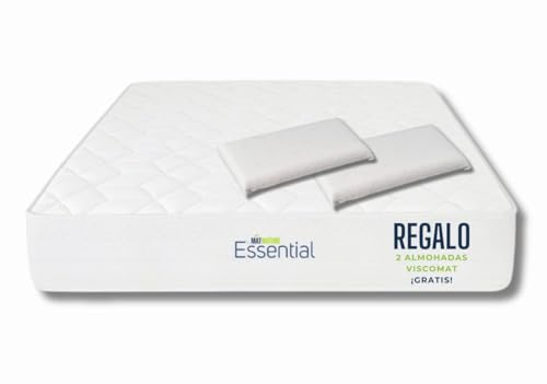 Matnature | Essential | Colchón Viscoelástico | Núcleo HR (High Resilience) Compactado | Reversible Verano-Invierno | Altura 24 cm | Regalo 2 Almohadas Viscomat (135 x 200 cm)