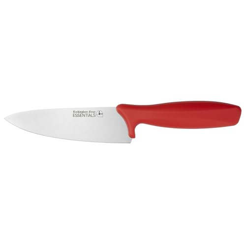 Rockingham Forge Essentials Red Handle Chef&rsquo;s Knife 15cm for Raw Meat - Coloured Knives for Food Hygiene, Allergen and Intolerance Food Preparation - Colour Coded Stainless Steel Kitchen Knives