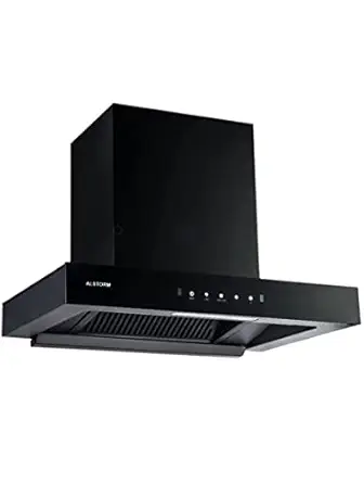 Alstorm Storm 60 cm 1350 m/hr Filterless Auto-Clean Kitchen Chimney with Motion Sensor and Touch Control (Black Chimney)