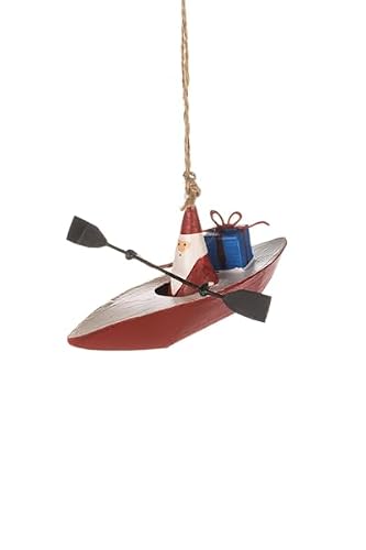 Shoeless Joe Santa in Kayak Christmas Tree Decoration