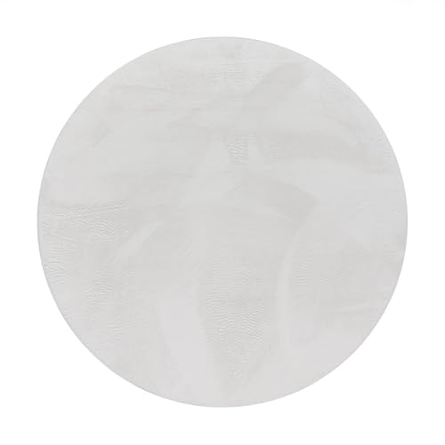 TT Home Wohnzimmer Teppich Hochflor Langflor Kunstfell Weich Modern Unifarben Flauschig, Farbe:Weiß, Größe:160 cm Rund