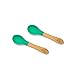 Avanchy Baby Toddler Bamboo Feeding Spoon. Fda Approved, Bpa Free Silicone. A Great Baby Gift Set! 2 Pack, 5.5" L X 1.5" W, Green