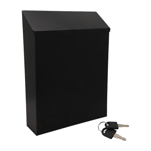 Niceminiwall Creative Lockable Wall-Mounted Mailbox with Key Lock Security System for Home and Garden Outdoor Use, Rustic Vintage European Style Iron Mail Box with 2 Keys(Black)