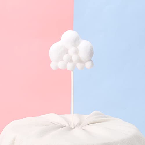 10Pcs Cloud Cake Topper Plush Cloud Cupcake Toppers Yarn Ball Cake Dessert Picks Decoration For Baby Shower Birthday Wedding Party Supplies (White) #TOP5