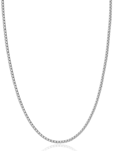 ChainsPro Stainless Steel Box Link Necklace 14 Inch 6mm Men's Venetian Round Box Chain Necklace...