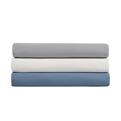Nautica - Twin Xl Fitted Sheet, Wrinkle Resistant Bedding, Lightweight Cotton Blend For All Seasons, Dorm Room Essentials (Solid Blue, Twin Xl) #TOP4
