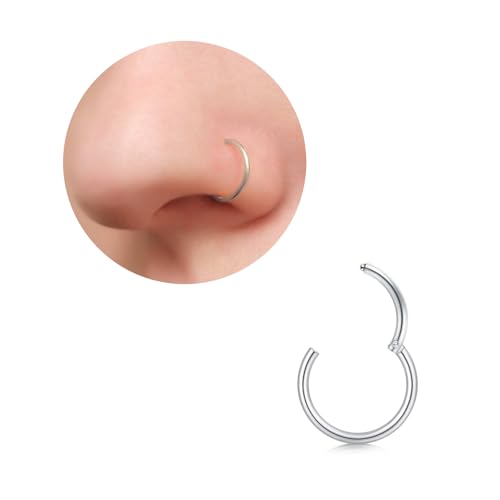 Longita 2 Stück Nasenpiercing Ring, 316L Chirurgenstahl Nasenring, 18G Septum Clicker Ring, Helix Conch Knorpel Tragus Piercing Ohr Innendurchmesser 8MM Silber