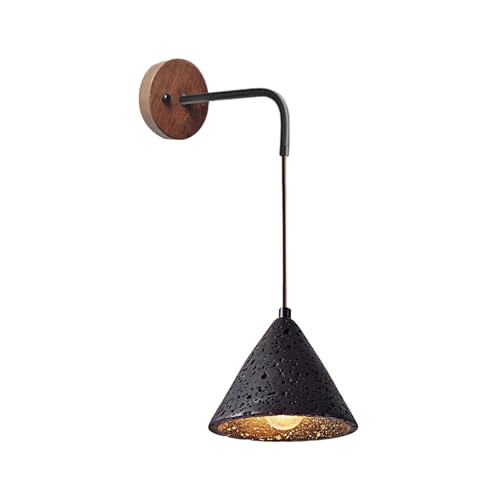 Jadssox Applique moderna Lampada da parete in travertino Luci da parete Wabi Sabi Appliques in pietra Soggiorno Camera da letto Decorazioni for la casa Appliques da parete Base in legno(Black)