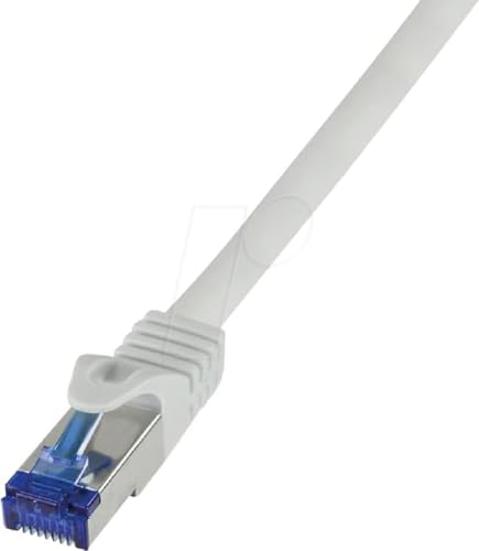 LogiLink C6A022S RJ45 CAT 6a S/FTP Ethernet Cable, 0.50 m Grey Pack of 1, gray