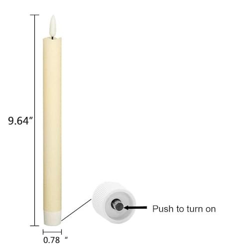 Image of Desidiya Flameless Ivory Taper Candles - Battery Operated LED Window Candles with Real Wax & 3D Flickering Wick - Warm White Light, Pack of 6 - Decorative Candle Lights for Home