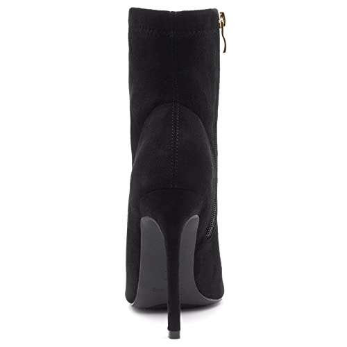Shoe Land Chelsee Women's Peep Toe Heeled Booties Fashion Ankle Boots Black 8.0 #TOP4