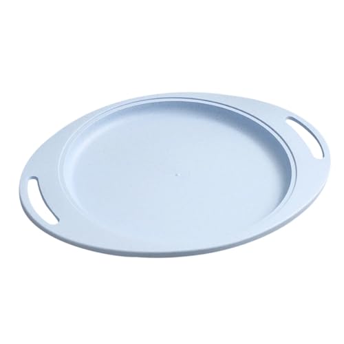 Image of Wheat Straw Plates, Microwave Safe Lunch Dinnerware, Oval Plates with Smooth Round Edges, Eco Friendly Lightweight Unbreakable Dishes, Fruits Desserts and Snacks Dish (34cm, Blue, Set of 1)