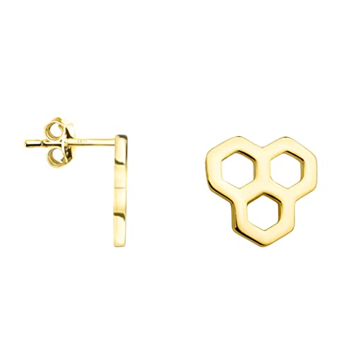 SOFIA MILANI - Pendientes de mujer de plata 925 – Pendientes hexagonales de panal de abeja., Oro amarillo