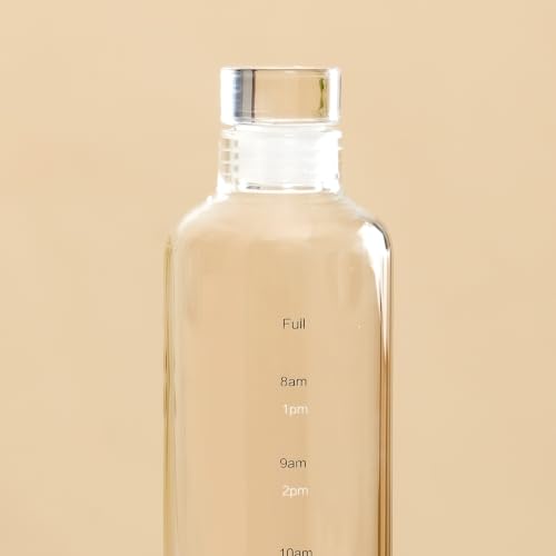 Image of Nestasia Glass Water Bottle Set of 2 (550ml Each) | Leakproof Glass Bottle Set with Airtight Screw Cap for Juice, Milk, Detox Water, Office & Daily Use | Transparent & Durable Fridge Water Bottle