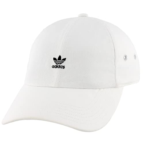 adidas Originals Boné feminino ajustável com mini logotipo relaxado, Branco/preto, Tamanho Único