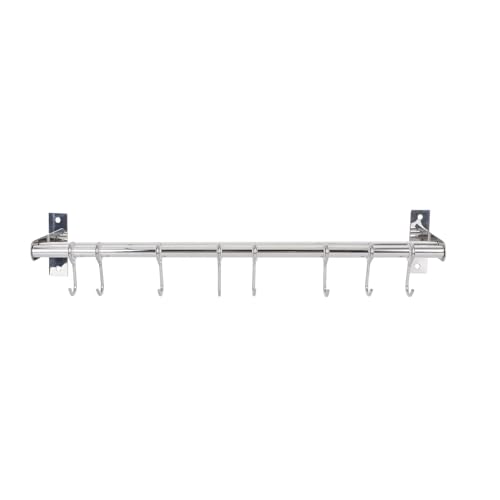 TOMETURE Estante para Utensilios de Cocina Acero Inoxidable 304 Doble Barra 50 CM 8 Ganchos Colgador sin Perforación para Almacenamiento Multifuncional en Hogar y Cocina