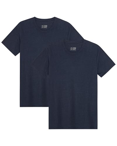 DANISH ENDURANCE Camisetas de Algodón Orgánico para Hombre, Cuello Redondo o Cuello en V, Manga Corta, 2-Pack Azul Marino Oscuro M