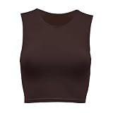 Almere High Neck Contour Tank Top for Women, Sleeveless High-Neck Cropped Tank Top, Double Lined Sea