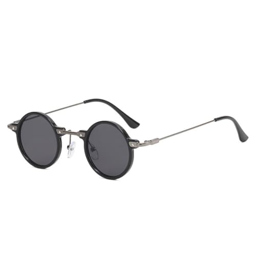Petites lunettes de soleil rondes steampunk avec verres transparents dégradés anti-éblouissement
