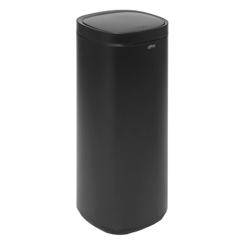 5 five simply smart 5five - Poubelle Push Inox Noir 50L Ouverture par Pression Manuelle Maintien Couvercle 90° Système Fixation du Sac Pratique Nettoyage...