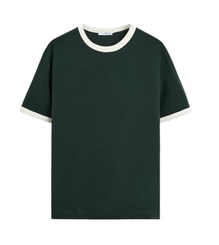 Image of Alan Jones Clothing Men's Regular Fit Stretch Cotton T-Shirt | Round Neck Short Sleeve Contrast Trim Tee | Casual Crew Neck T-Shirt for Men