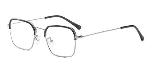 Metall Frame Retro Glasrahmen-Ebenenspiegel Dekobrille Klassisches Halbrahmen Hornbrille Rahmen Glasses Klare Linse Brille