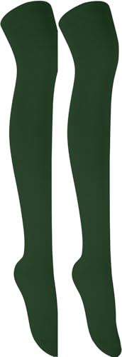 COSHAL® Calcetines lisos por encima de la rodilla para niñas, calcetines lisos por encima de la rodilla para mujeres, calcetines altos ricos en algodón hasta el muslo, calentadores de piernas