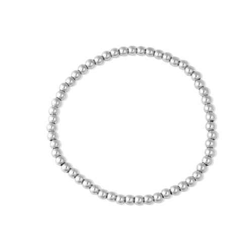 Stainless Steel Beaded Stretch Bracelet – Hypoallergenic, Non-Tarnish, Waterproof – 316L Stainless Steel – Available in 4 Bead Sizes – Lightweight & Durable – Perfect for Stacking, Layering, Gifting & Special Occasions