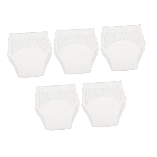 BESPORTBLE 5pcs Cotton Training Pants Washable Underwear for Potty Training Comfortable Elastic Waistband Absorbent Design for Boys White