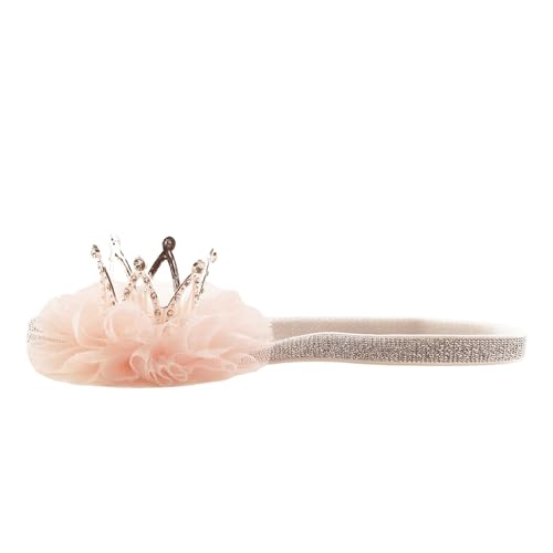 Nishine 1.3x1.3 Mini Baby Girl Tulle Crown Headband Toddler Princess Crown Tiaras Birthday Photography (Silver Elastic)