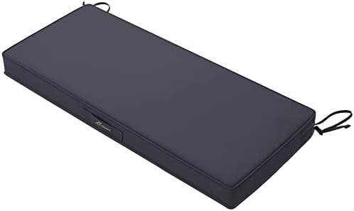 Favoyard Outdoor Bench Cushion 42 x 18 Inch Waterproof Patio Furniture Cushions 3-Year Color Fastness Garden Sofa Settee Couch Swing Pads with Handle and Adjustable Straps, Navy Blue