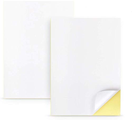 Lot de 50 feuilles de papier adhésif blanc A4 210 x 297 mm mat