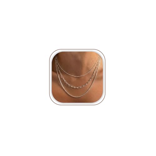 Image of Freekiss Layered Necklace Set for Women Stackable | Herringbone Snake Cuban Rope Chain, Dainty Choker, Layered Stackable, Non Tarnish, Hypoallergenic, Adjustable 14-18.5 inch