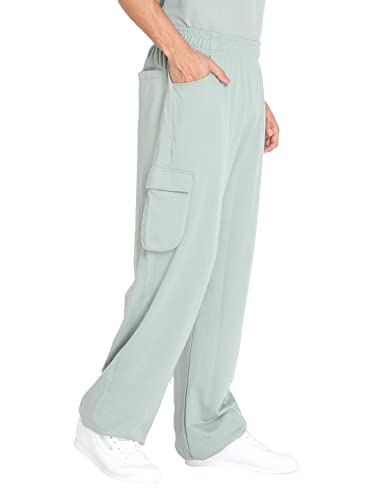 Image of CHKOKKO Men's Baggy Track Pants for Gym Workout Running Casual Wear Sports Lower with Pockets Adjustable Drawstring Waist Lightweight Quick Dry Activewear Fitness