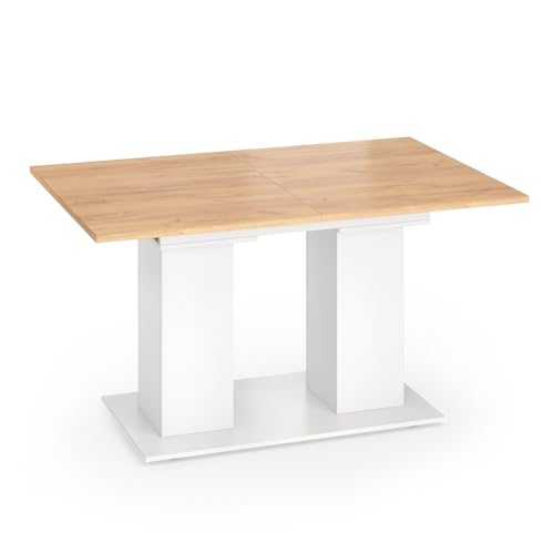 Vicco Mesa de Comedor Dix, Roble Blanco/Dorado, 140 x 90 cm