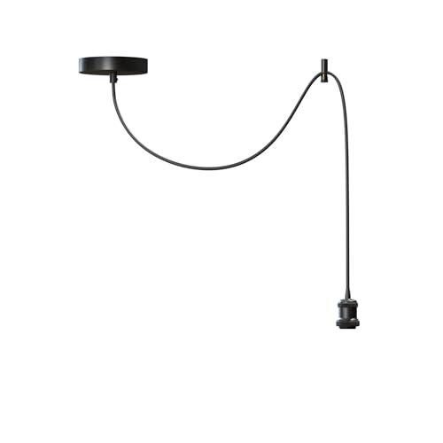 LEDSone Lampada a sospensione industriale vintage regolabile con attacco E27, baldacchino da soffitto da 10 cm, cavo in tessuto da 2 m, lampada in metallo per cucina, soggiorno, bar