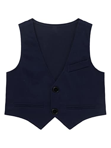 ACSUSS Kids Boys Dressy Waistcoat Formal Suit Vest Single Breasted V-neck Vest for Birthday Wedding Party