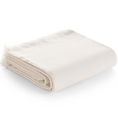 GAMUSI Cubre sofá Multiusos, Manta Picnic, Jarapa Foulard cubrecama Mantas de Sofa algodón Liso - 180x140 cm, Crudo