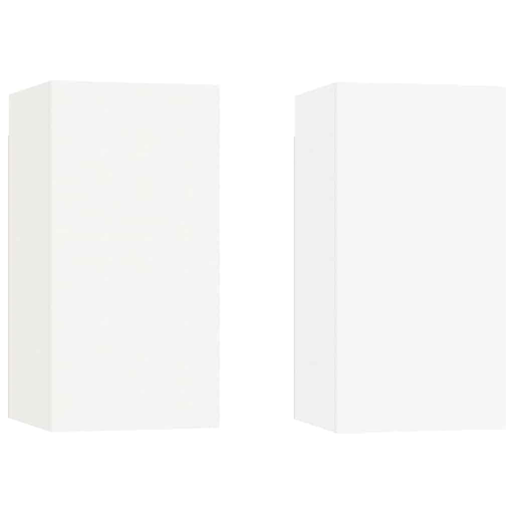 Mobile per TV, 2 pezzi, bianco, 30,5 x 30 x 60 cm, in legno | da appendere, 2 ripiani per armadio, pulizia con panno umido, ideale per libri e DVD