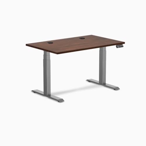 Image of Desky Dual Rubberwood Sit Stand Desk Red Walnut 48 inch Space Gray
