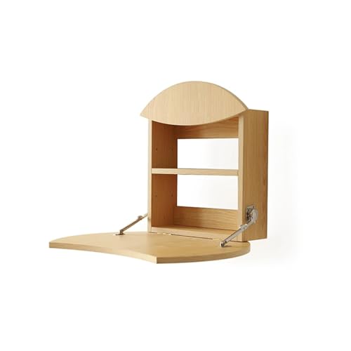Wood Wall Mounted Folding Table Floating Vanity Tables Hanging Storage Shelf Wall Desk for Small Space Lightweight(Natural)