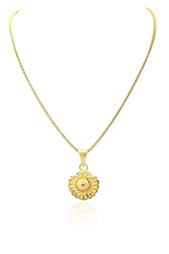 Image of Handicraft Kottage 1gm 22Ct Gold Plated chain with Pendant | latest & Stylish Celebrity Inspired Chain /Necklace /Jewellery Set /Fashion jewellery for Men, Women Boys Girls
