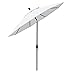 California Umbrella 9' Round Aluminum Market Umbrella, Crank Lift, Push Button Tilt, Black Pole, White Olefin