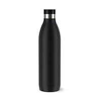 Emsa Bludrop Isolier-Trinkflasche, 1 Liter, 100% dicht, Quick-Press Verschluss, Ergonomischer 360° Trinkgenuss, 20h warm, 40h kühl, einfache Reinigung, Edelstahl, Pulverbeschichtung, Schwarz, N31120