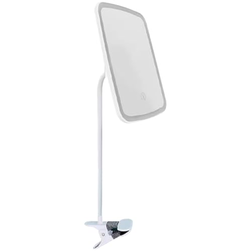 Vistnale Espejo de tocador portátil con luz, Espejo con Clip, tocador de Maquillaje Cuadrado portátil Multifuncional con Luces Recargables para Maquillaje y Cuidado de la Piel