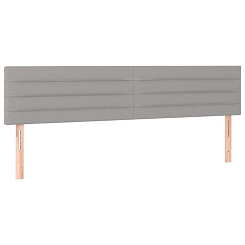 vidaXL 2X Têtes de Lit Meubles de Chambre à Coucher Accessoires de Lit Simple Têtes de Cadre de Lit Intérieur Gris Clair 90x5x78/88 cm Tissu