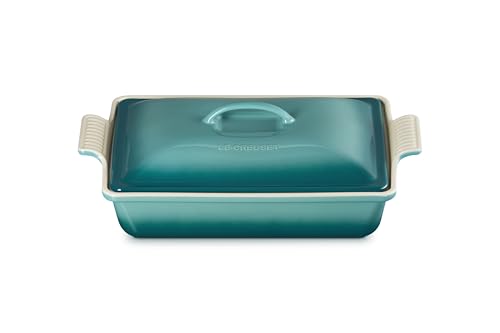 Image of Le Creuset Stoneware Covered Rectangular Casserole, 12 inch x 9 inch, Riviera