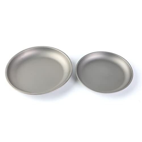 Bivouac Titanium Plate Camping Dish Outdoor Tableware Ultralight Pan (2Pcs Plates (Large+Small)) #TOP4