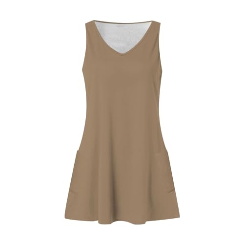 Image of Summer Dresses for Women 2026 Casual V Neck Sleeveless Sundresses Boho Beach Tank Dresses with Pockets