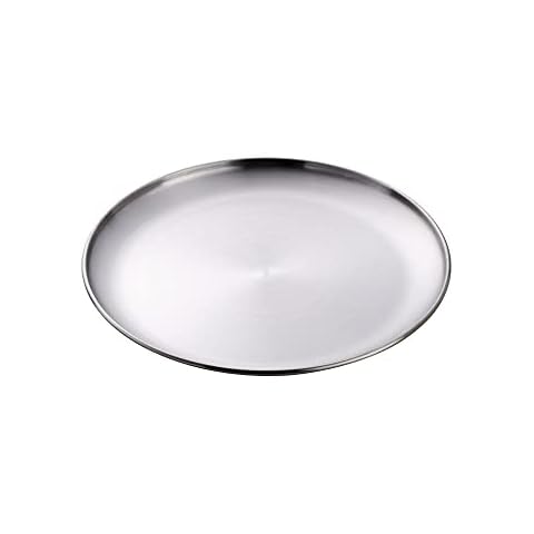 Buyer Star YDware Edelstahl Teller Frühstücksteller Dessertteller Camping Teller, Rund 23cm 1 Stück Silber Cover